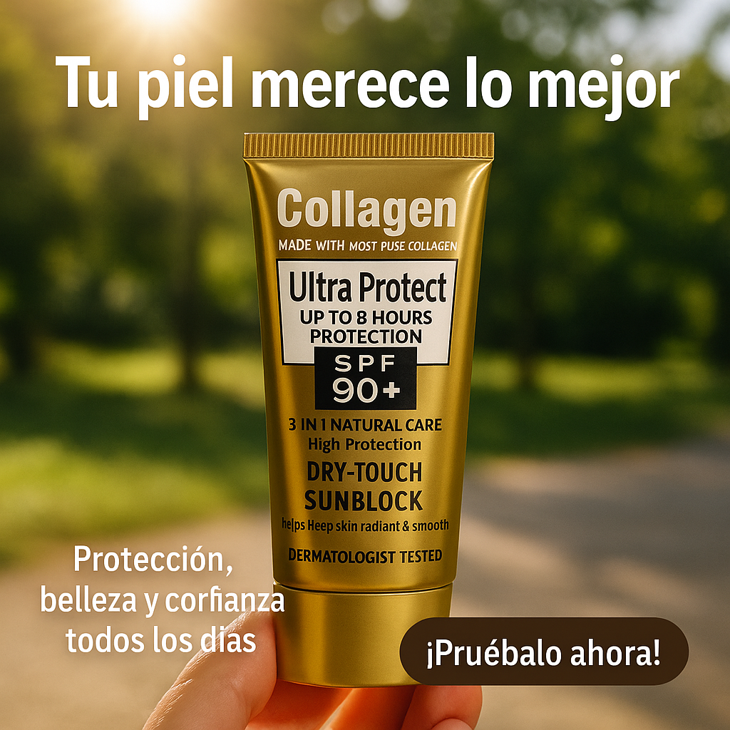 💎 Protector Solar con Colágeno SPF 90+ — Piel radiante, firme y protegida todo el día. 🌞