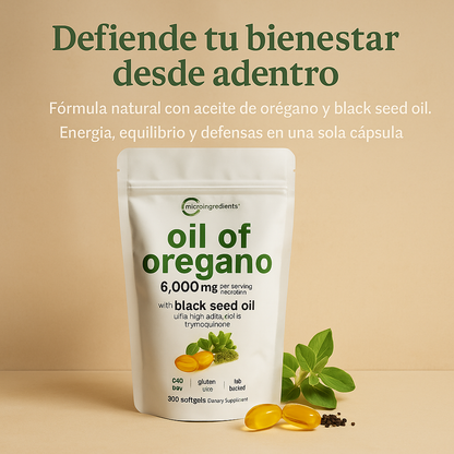 🛡️ Aceite de Orégano + Semilla Negra 🌿 Energía y Defensas Naturales.