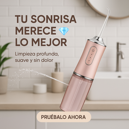 💎 Irrigador Dental Rosado con 4 boquillas 🌟 Limpieza dental profunda, sonrisa perfecta todos los días.